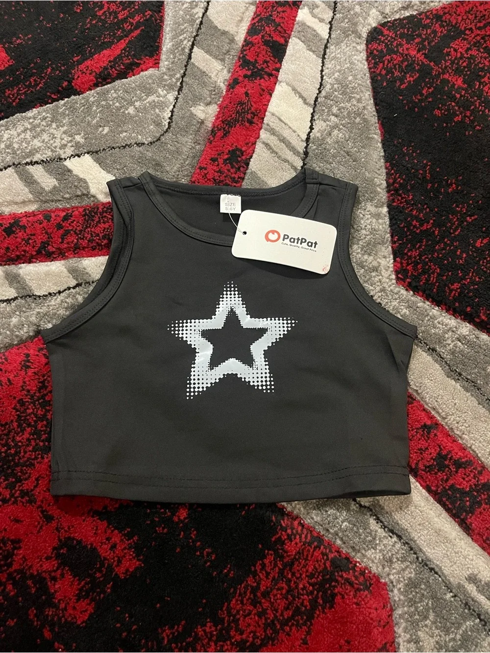 PatPat Black Tank Top with White Star